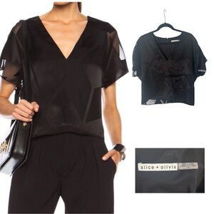 Alice + Olivia Sheer Cutout Top